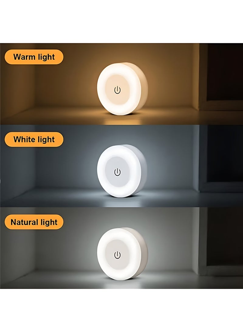 CLAVON 2 قطع مصباح ليلي LED قابل للتعديل، مصباح سرير LED، 3 أوضاع ألوان (أبيض، دافئ، بارد)، تحكم باللمس، تركيب مغناطيسي على الحائط للاستخدام الداخلي (غرفة أطفال، ممر، مطبخ، غرفة نوم، خزانة أحذية)، بطارية ليثيوم قابلة للشحن، إضاءة داخلية | ضوء حائط حديث | سطوع قابل للتعديل، مصباح ليلي - Image 4